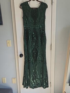 Baltic Born Emerald Green Sequined Maxi Dress
